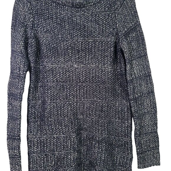 White House Black Market Women's Navy, Silver Metallic Long Tunic Sweater Size S - Picture 4 of 11